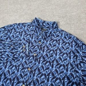 Vintage 90s Guess Shirt Mens XXL Blue Corduroy All Over Print Logo Made In USA